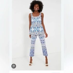 Tuckernuck Majolica Tile Marnie Top & Ashford Pants Set Blue and White Size XXS